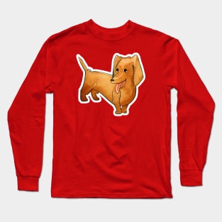 Little Happy Watercolor Dachshund Wiener Dog Long Sleeve T-Shirt